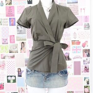 mexx olive green wrap top size us 4
